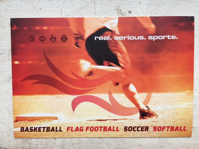 Full-color sports marketing postcard