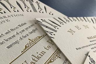 Close-up of letterpress impression