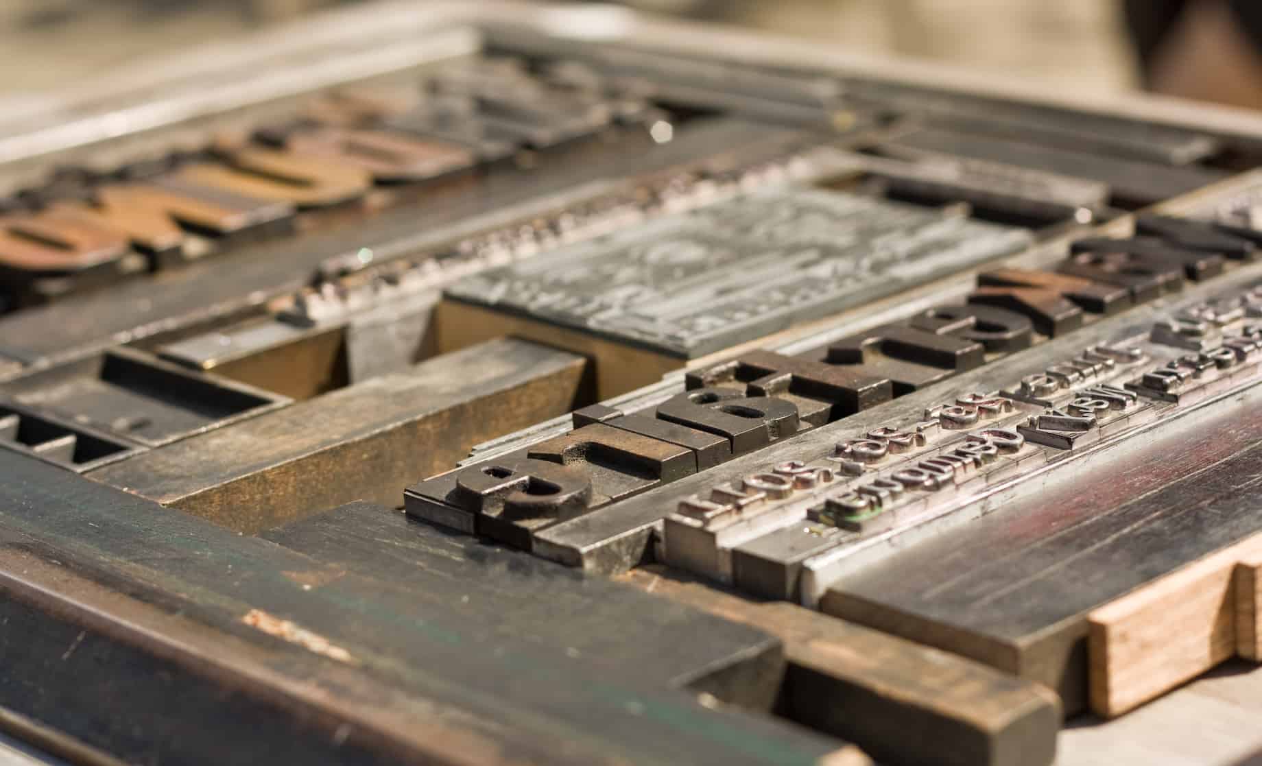Vintage letterpress printing type at Weiss Printers