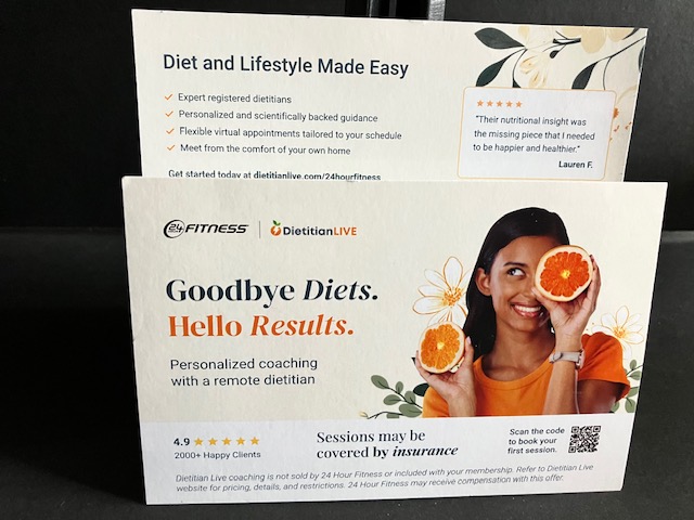DietitianLIVE printed marketing postcards by Weiss Printers