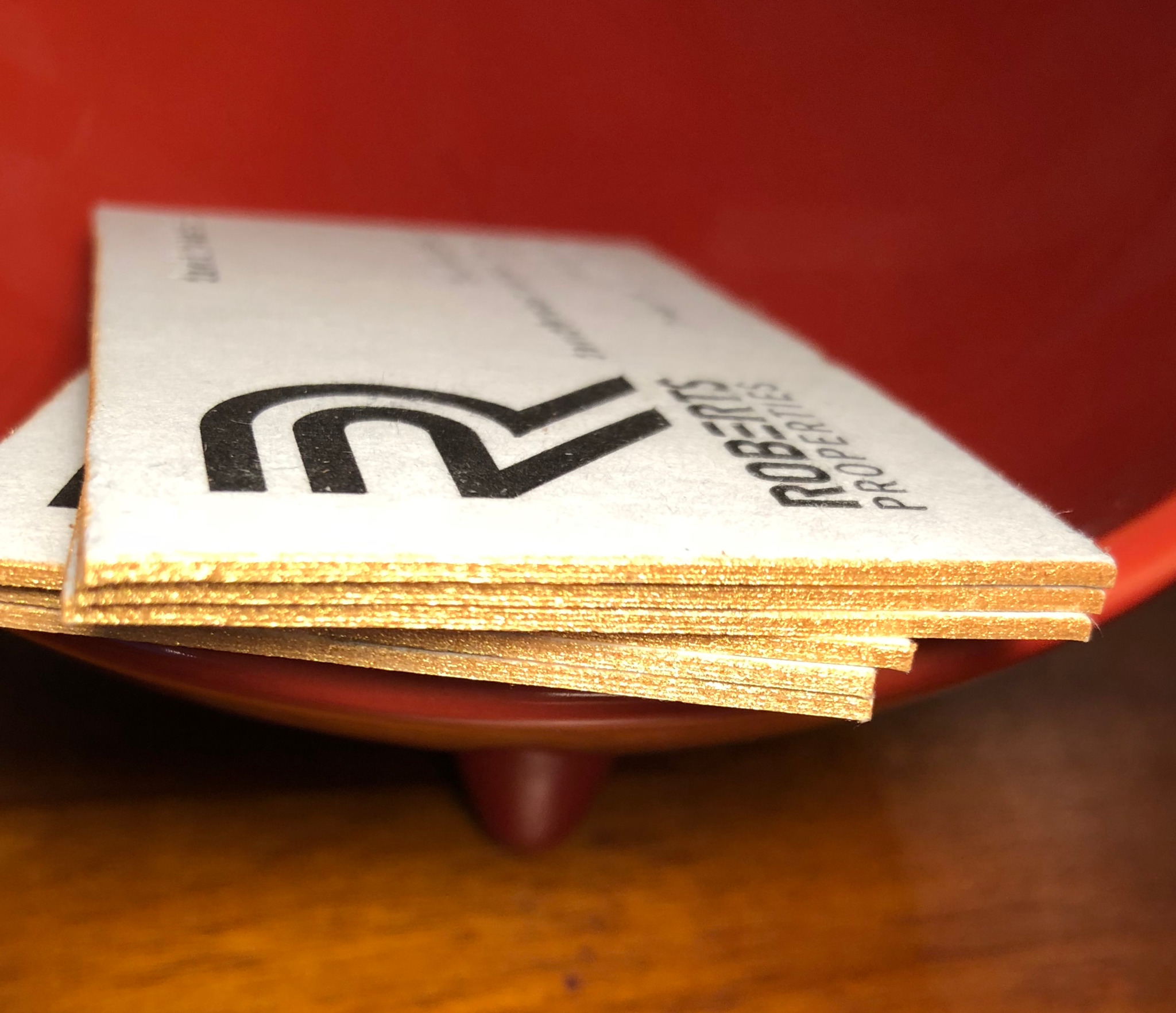Gold-edge specialty business cards