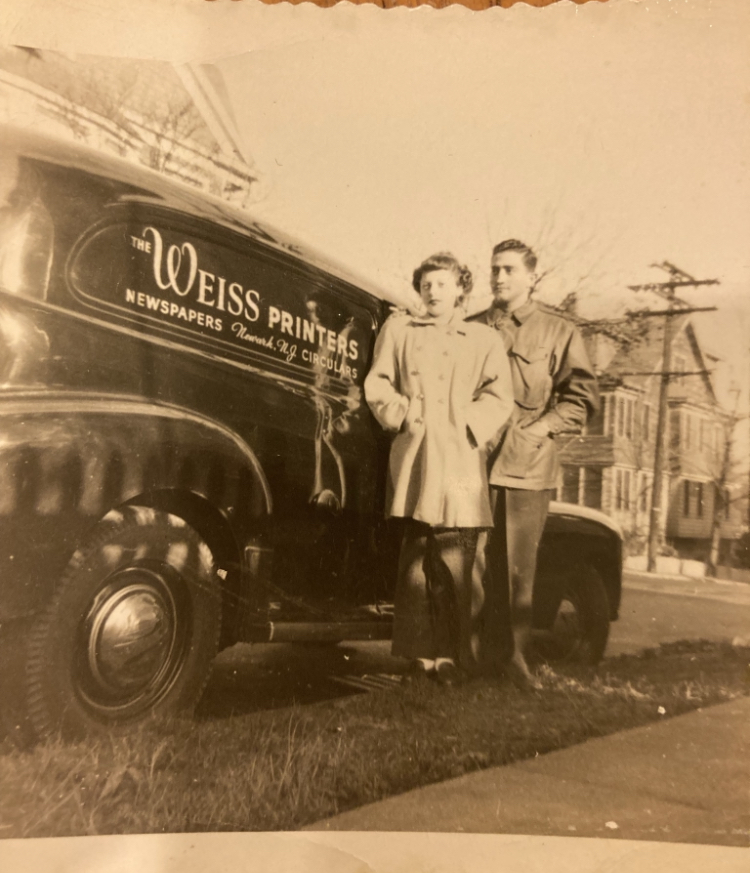 Historic Weiss Printers delivery truck and family